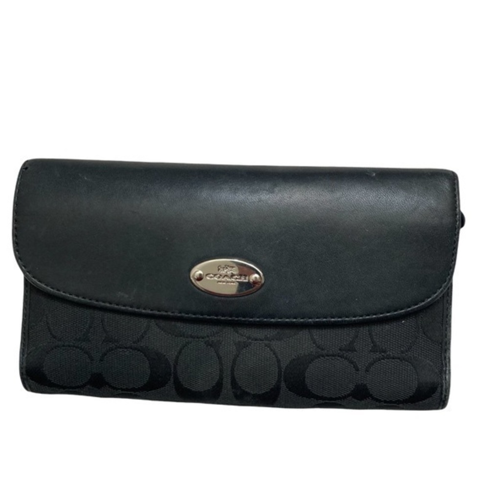 Coach black leather signature c wallet